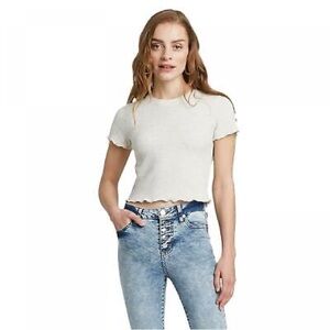 wild fable cropped waffle tee with lettuce trim